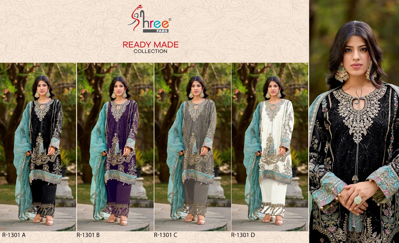 Shree Fabs 1301 Organza  Wholesale Pakistani Readymade Salwar Suit Catalog